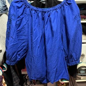 Women's Off-Shoulder Peasant Top in Royal Blue